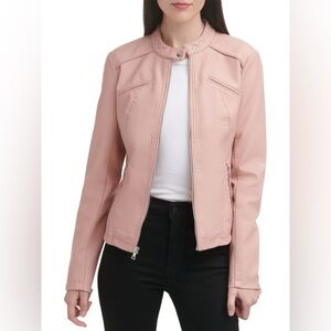 GUESS Faux Leather Racer Jacket